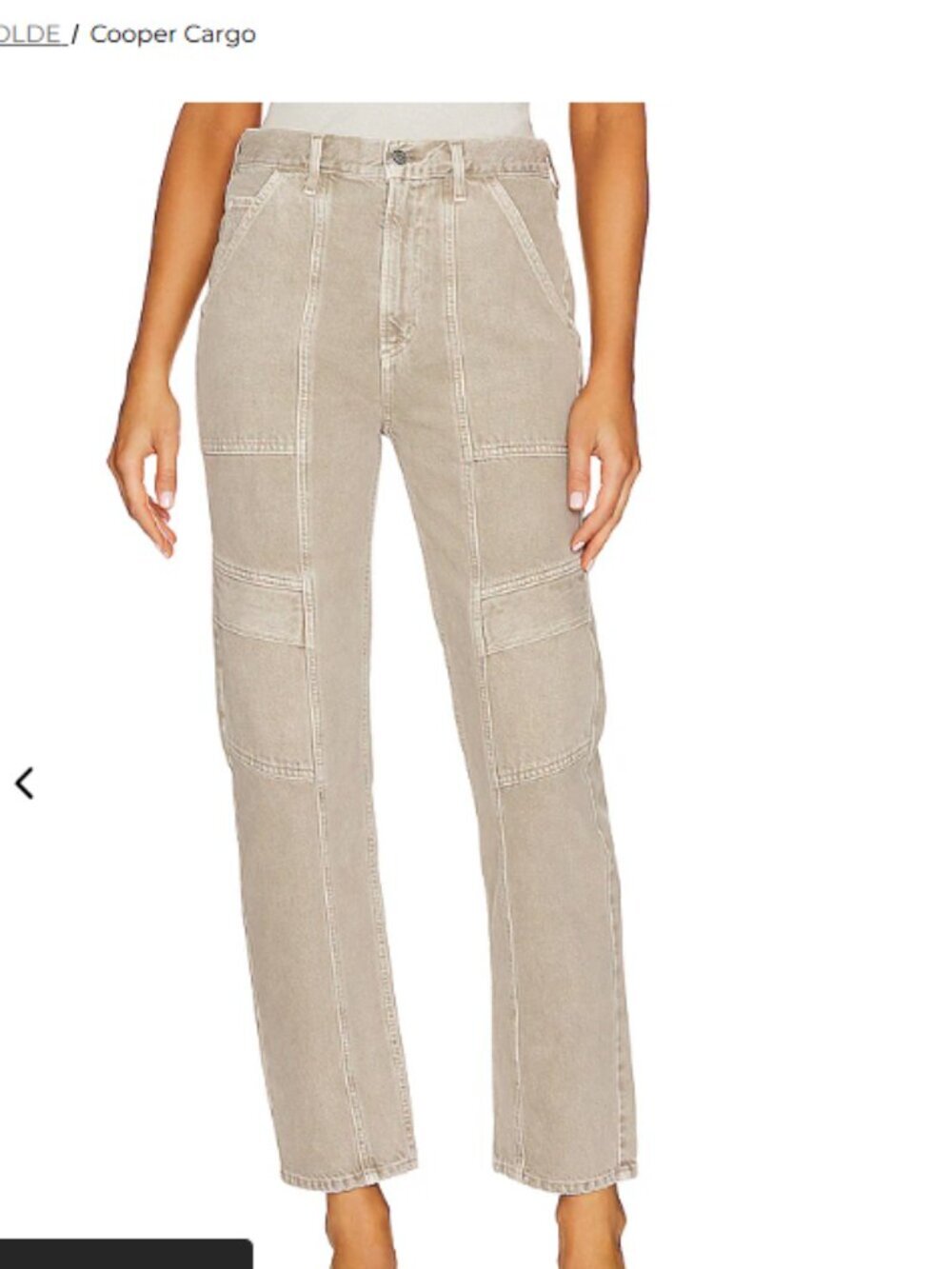 AGOLDE Cooper Cargo Pants 28 High Rise Straight Leg Utility 100% Cotton Beige - Picture 3 of 13